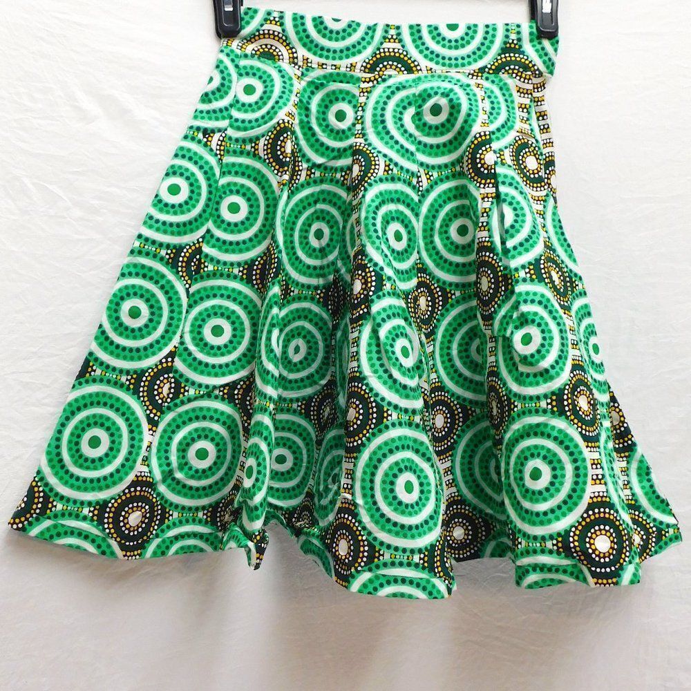 Francis & Benedict XS 100% Cotton Mod Geo Print Swing Skirt NEW